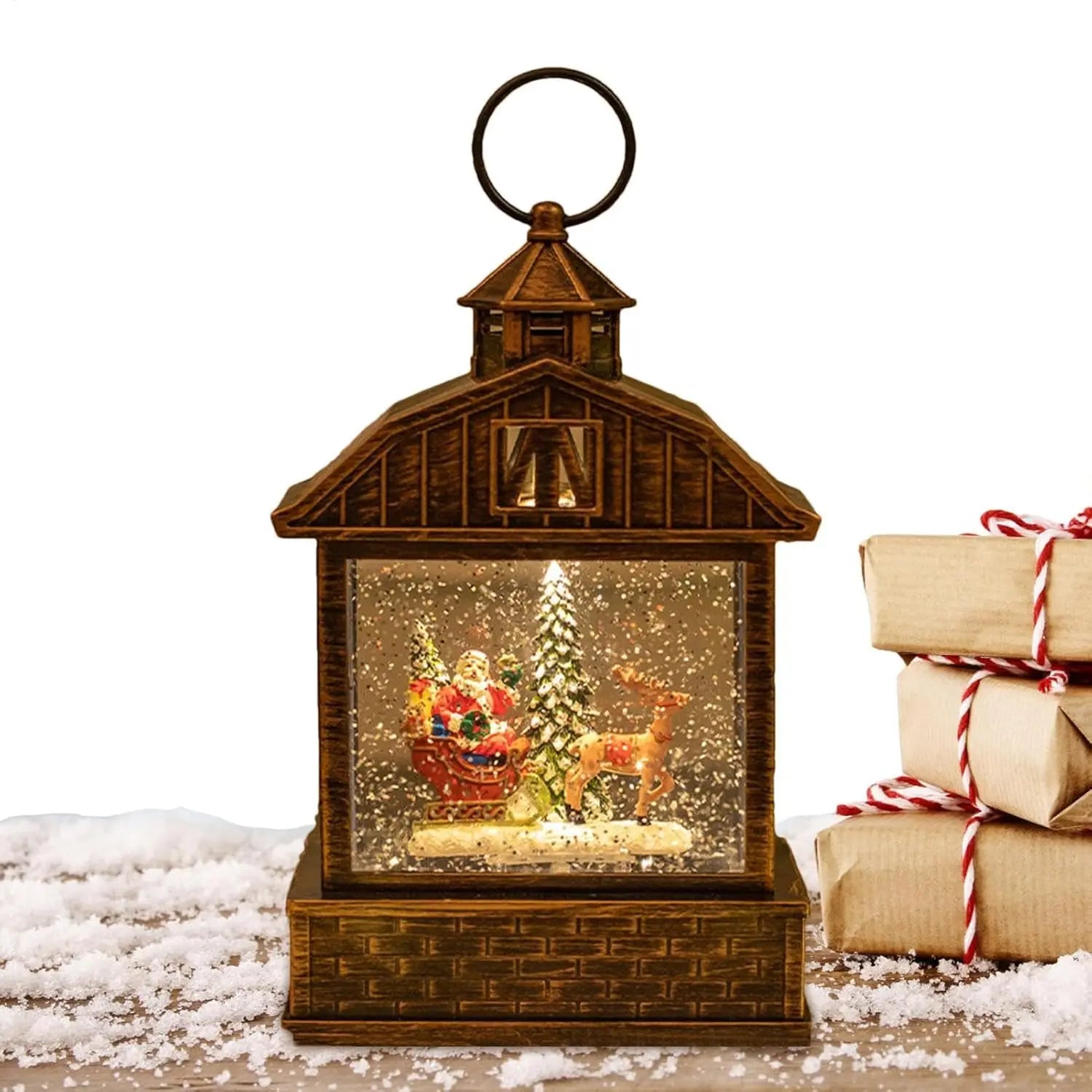 Christmas Snow Globe Glitter Lantern