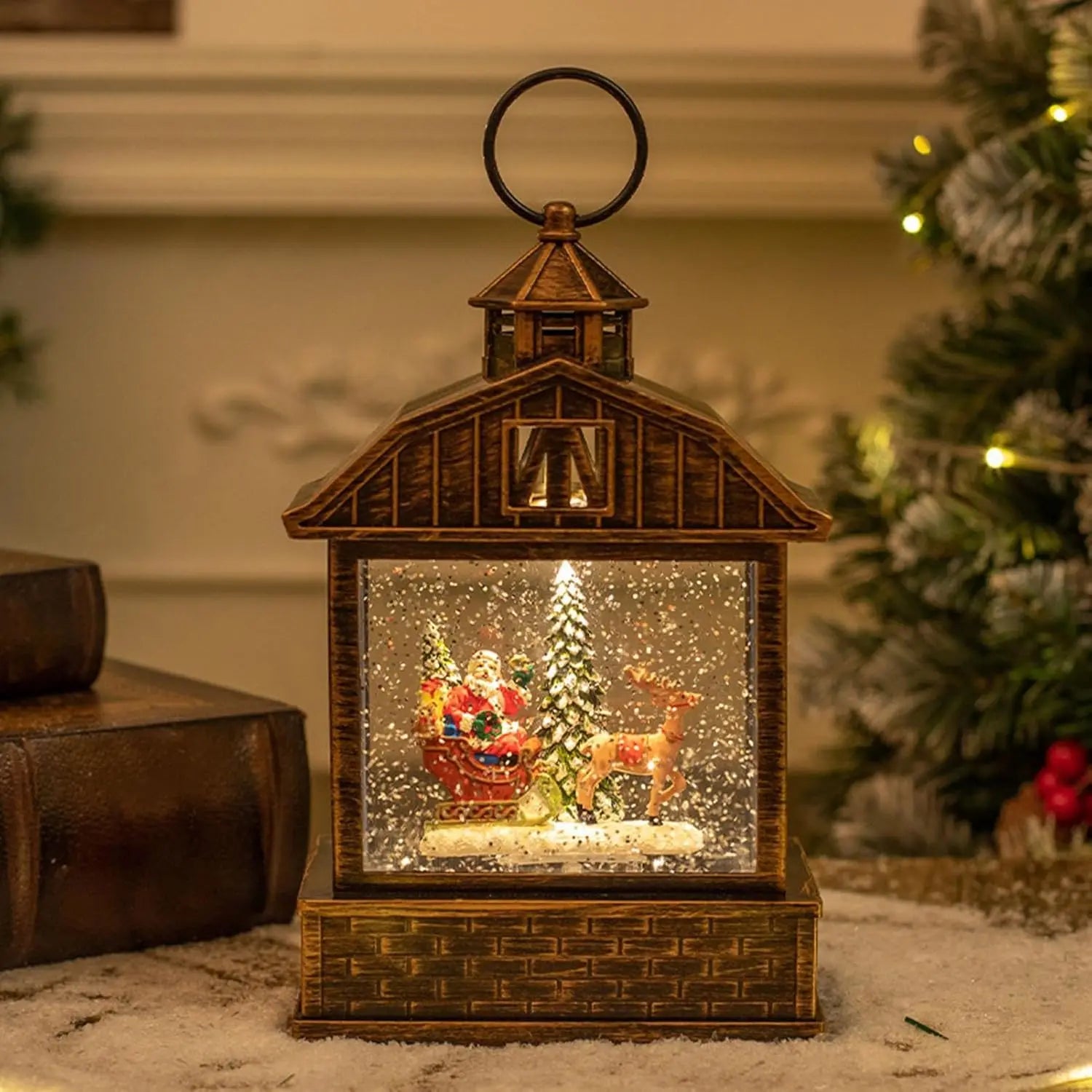 Christmas Snow Globe Glitter Lantern