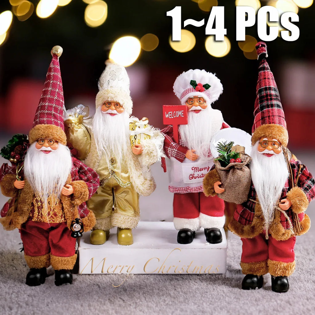 1~4PCS Santa Claus Figurine Doll