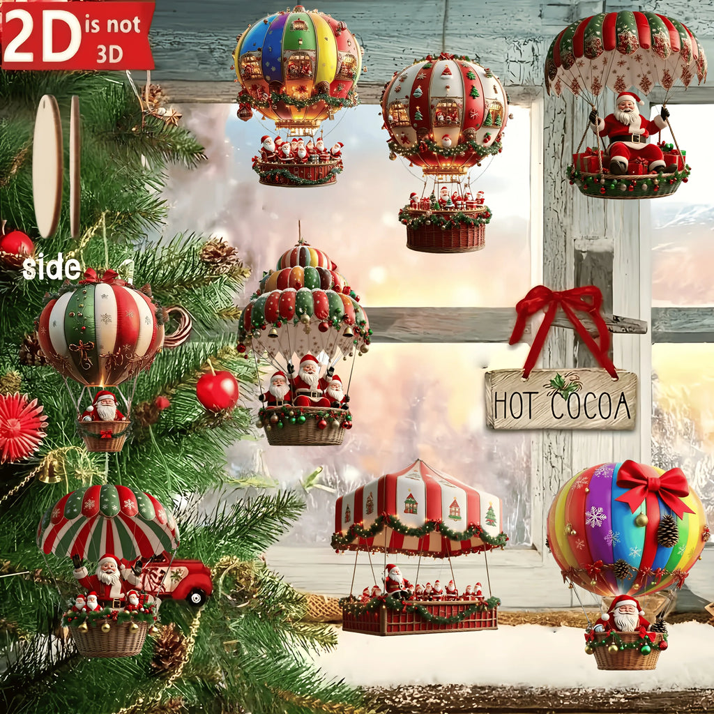 2D Flat Wooden Pendant Christmas Tree Decoration - 10PCS