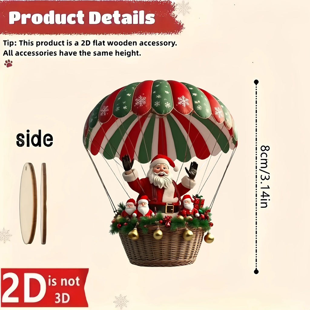 2D Flat Wooden Pendant Christmas Tree Decoration - 10PCS