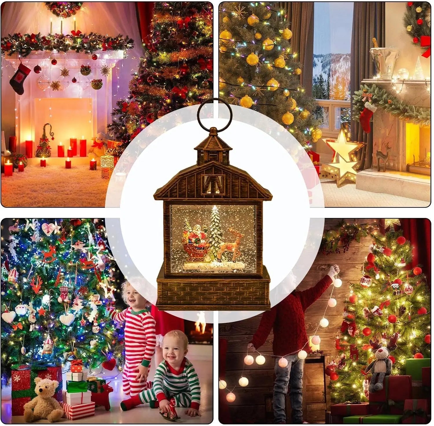 Christmas Snow Globe Glitter Lantern